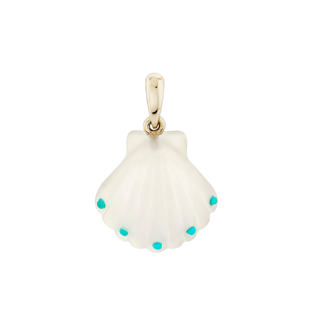 Turquoise and Quartz Scallop Shell Pendant -- Ariel Gordon Jewelry